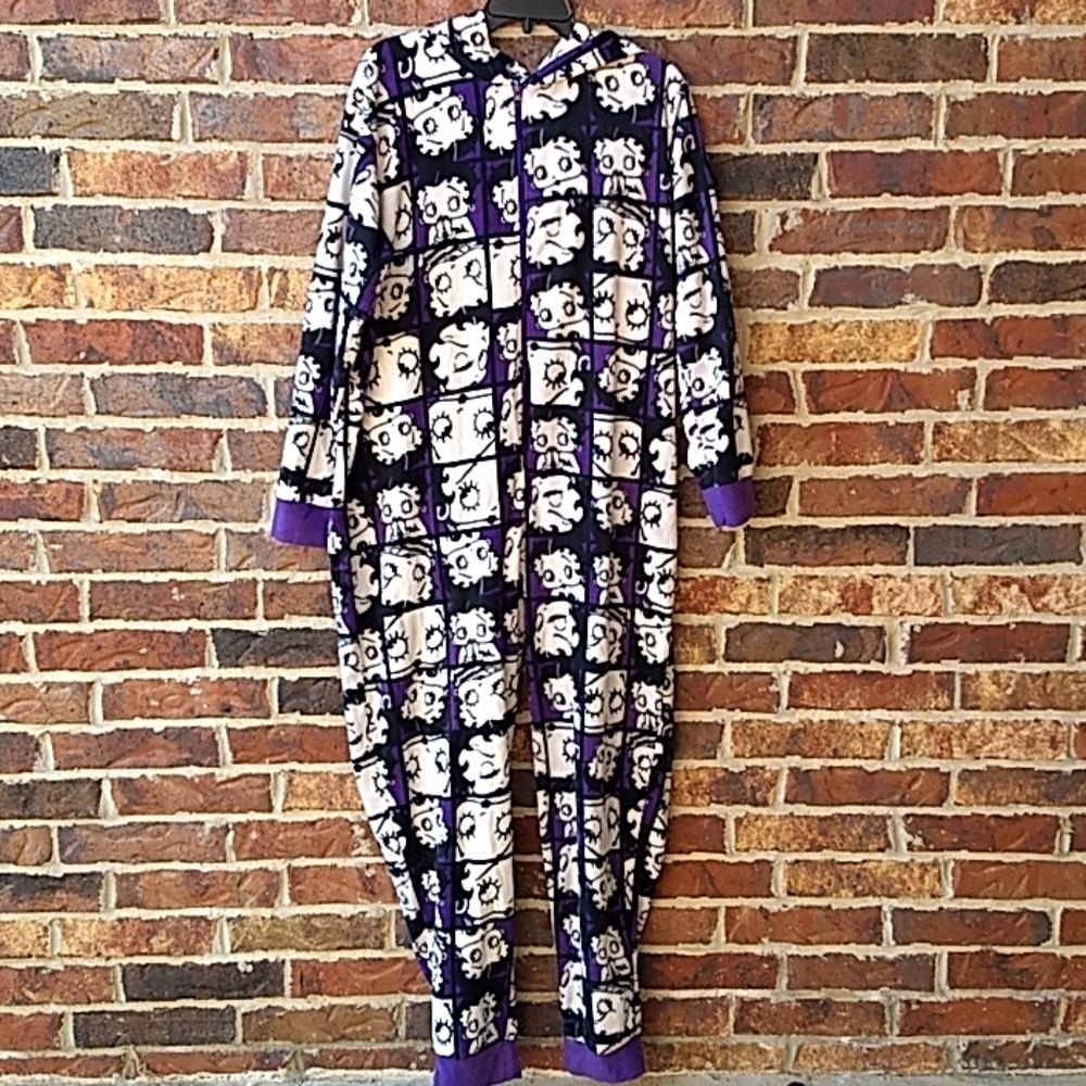 Betty Boop hooded one piece XL fleece pajamas